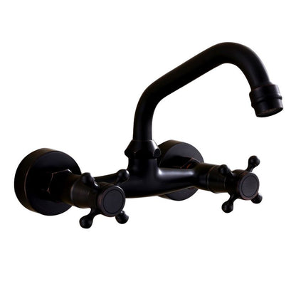 Classic Black Bathroom Sink Faucet Wall Mount Style