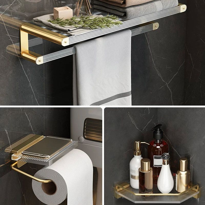 Luxury Gold Bathroom Shelf Towel Holder Accessory Set