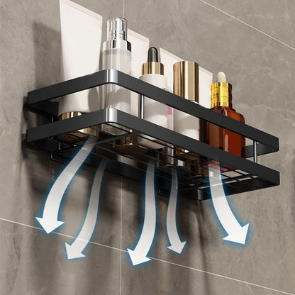 Modern 2-Tier Black Metal Bathroom Shelf Set