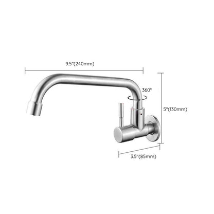 Contemporary Wall Mount Kitchen Faucet Stainless Steel Handle
