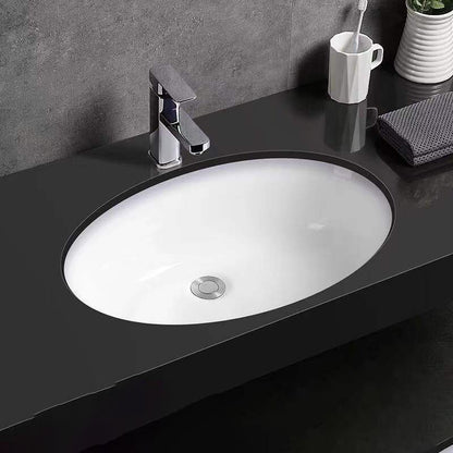 Stylish Undermount Oval Ceramic Sink with Pop-Up Drain