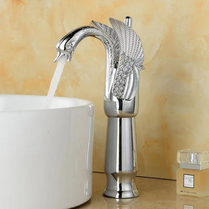 Luxury Brass Bathroom Faucet Single Handle Hot Cold Mixer