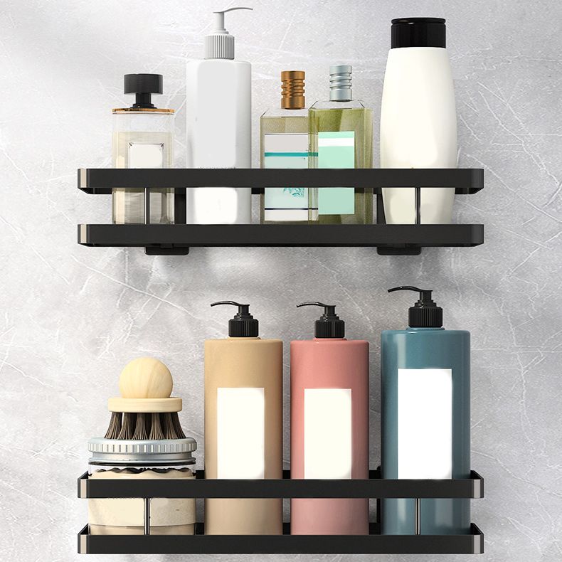 Modern 2-Tier Black Metal Bathroom Shelf Set