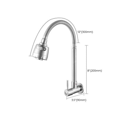 Contemporary Wall Mount Kitchen Faucet Stainless Steel Handle