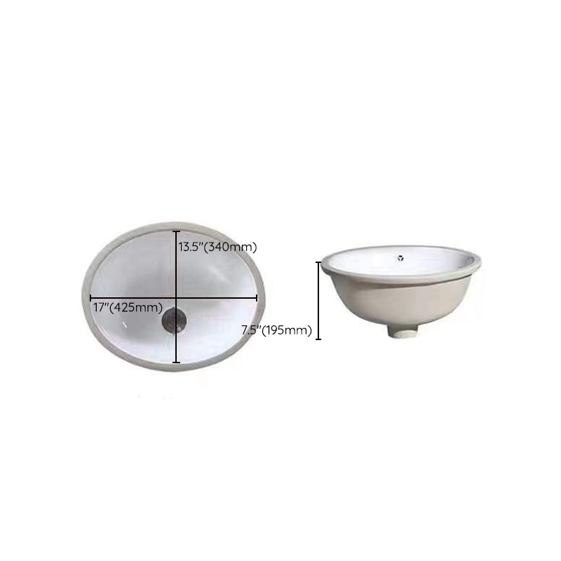 Stylish Undermount Oval Ceramic Sink with Pop-Up Drain
