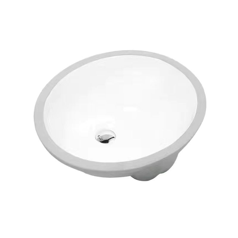 Stylish Undermount Oval Ceramic Sink with Pop-Up Drain