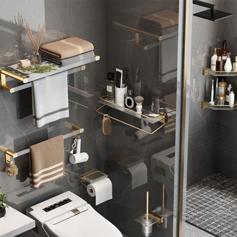 Luxury Gold Bathroom Shelf Towel Holder Accessory Set