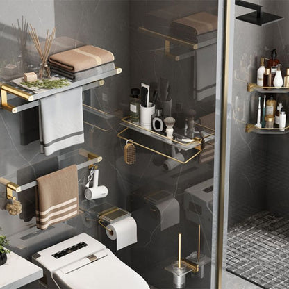 Luxury Gold Bathroom Shelf Towel Holder Accessory Set