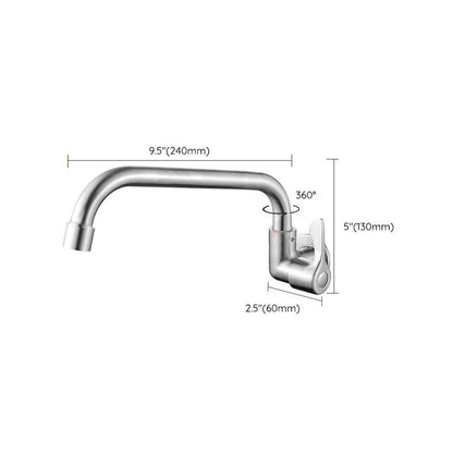 Contemporary Wall Mount Kitchen Faucet Stainless Steel Handle