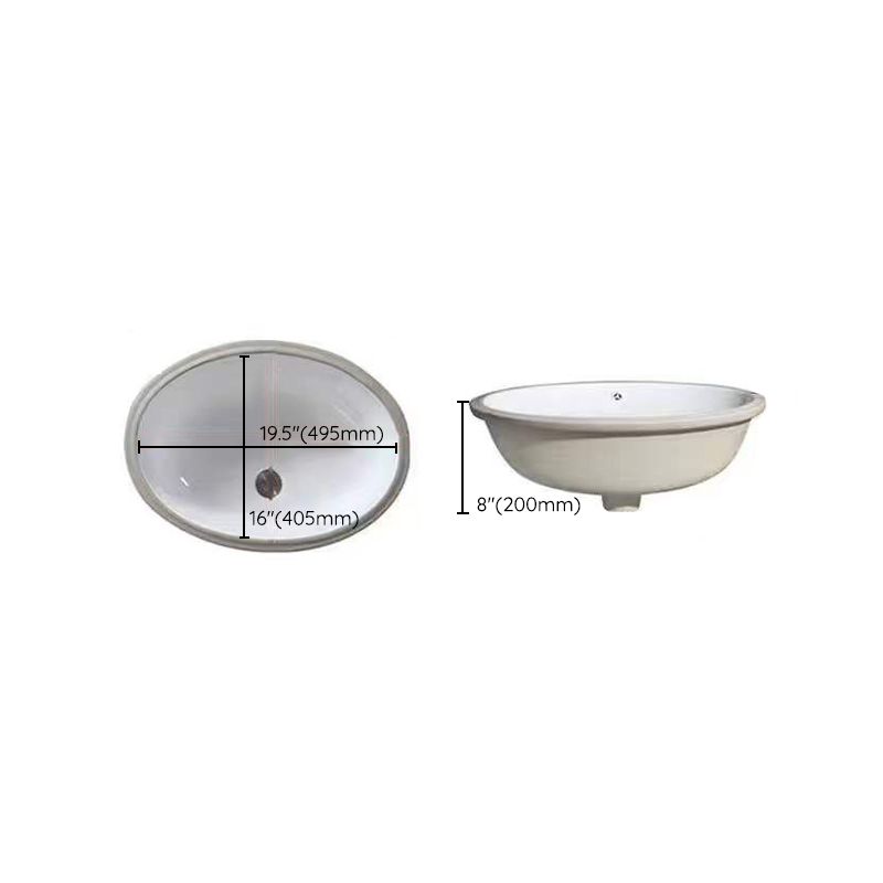 Stylish Undermount Oval Ceramic Sink with Pop-Up Drain