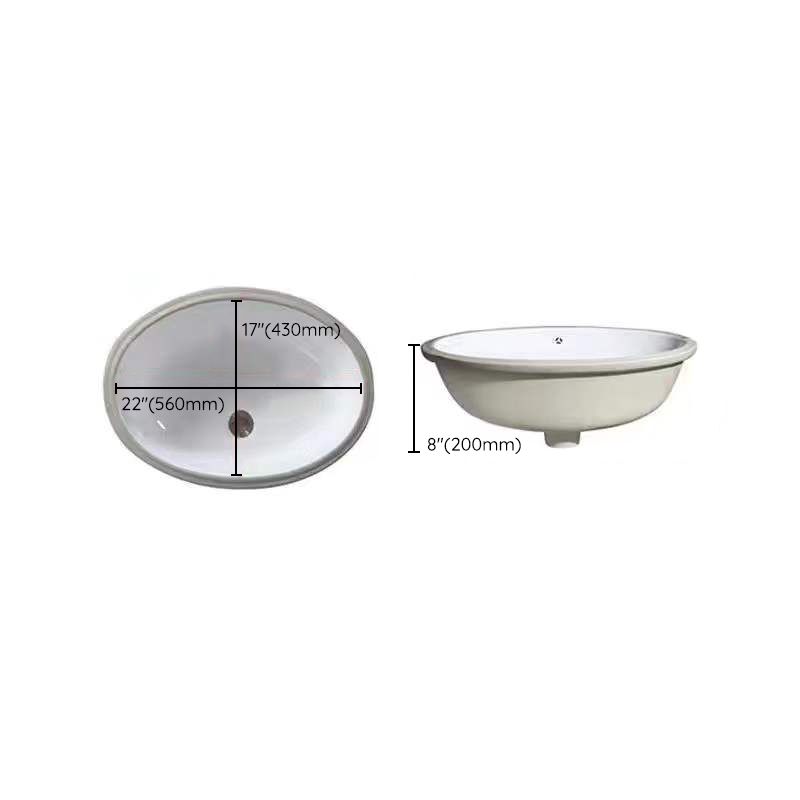 Stylish Undermount Oval Ceramic Sink with Pop-Up Drain