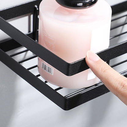 Modern 2-Tier Black Metal Bathroom Shelf Set