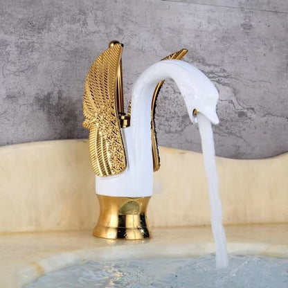 Luxury Brass Bathroom Faucet Single Handle Hot Cold Mixer