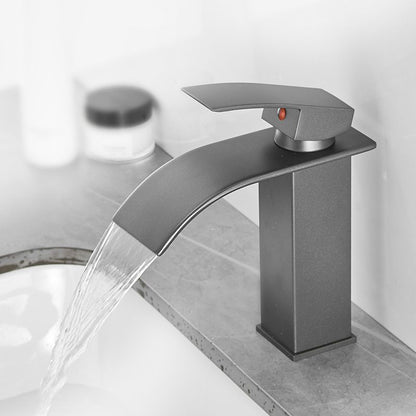 Luxury Bathroom Faucet Waterfall Spout Brass Handle Sink Mixer