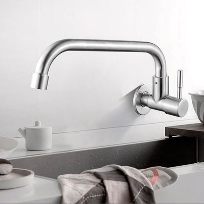 Contemporary Wall Mount Kitchen Faucet Stainless Steel Handle