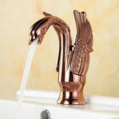 Luxury Brass Bathroom Faucet Single Handle Hot Cold Mixer