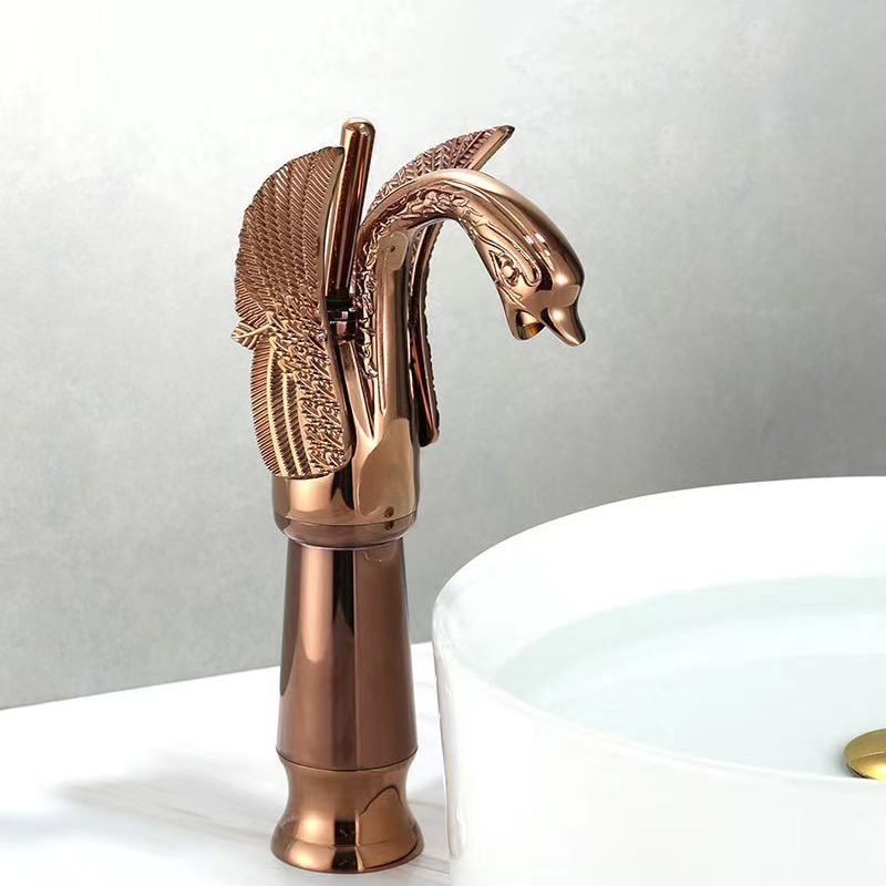 Luxury Brass Bathroom Faucet Single Handle Hot Cold Mixer