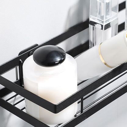 Modern 2-Tier Black Metal Bathroom Shelf Set