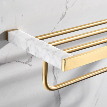 Luxury Marble Bathroom Accessories Set with Shelf