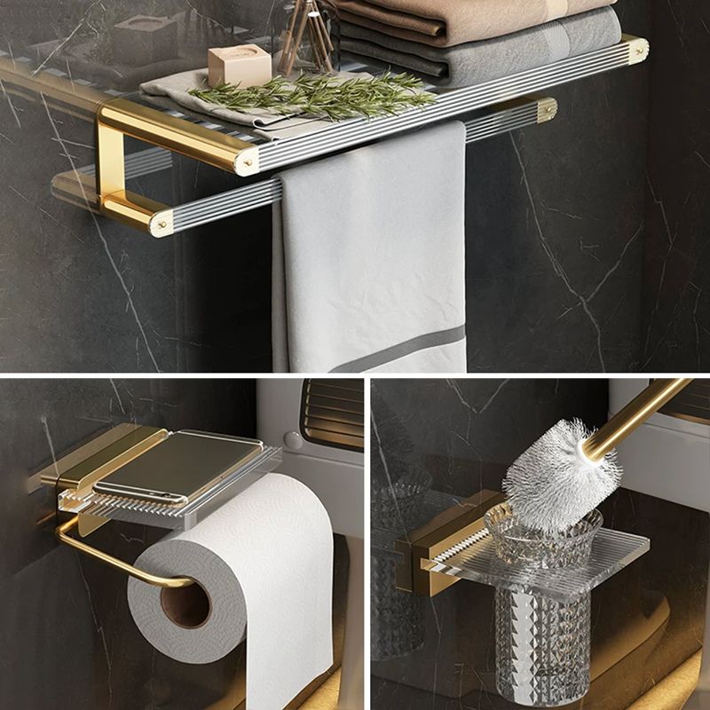 Luxury Gold Bathroom Shelf Towel Holder Accessory Set