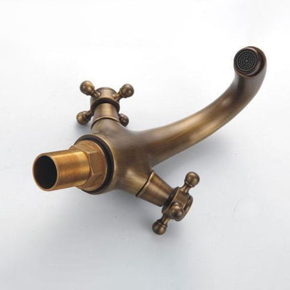 Luxury Bathroom Faucet with Cross Handles - Solid Brass Finish