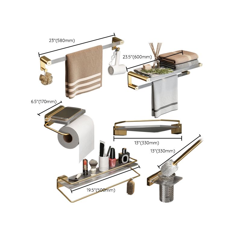 Luxury Gold Bathroom Shelf Towel Holder Accessory Set