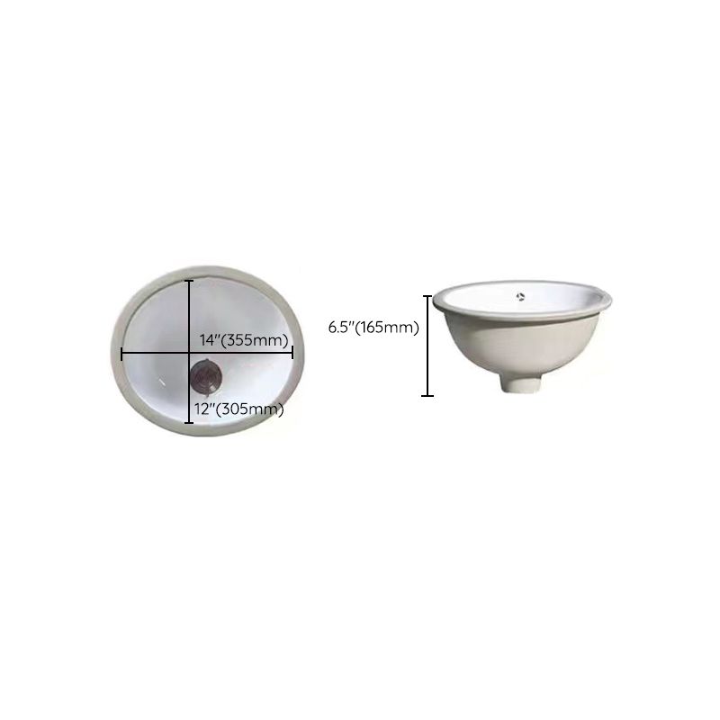Stylish Undermount Oval Ceramic Sink with Pop-Up Drain