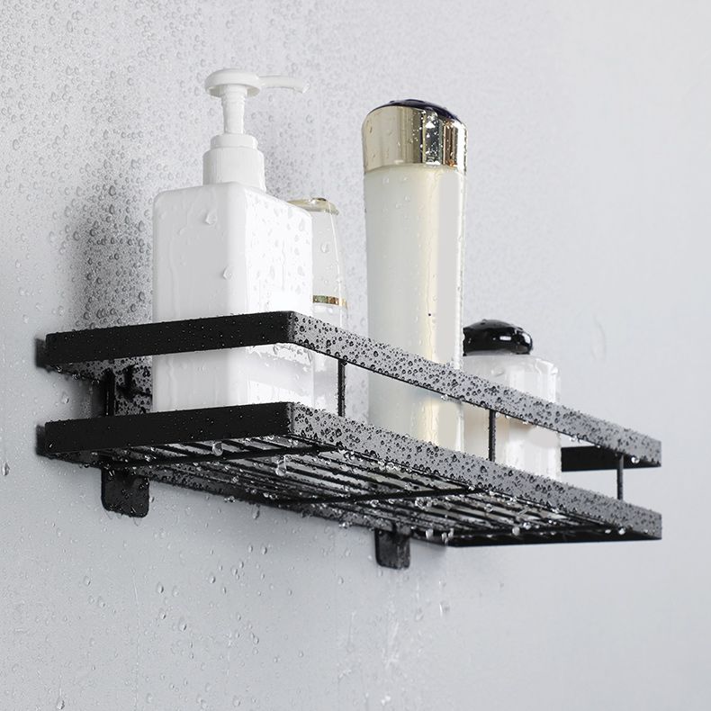 Modern 2-Tier Black Metal Bathroom Shelf Set