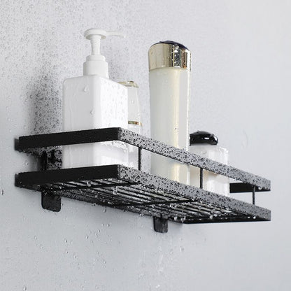 Modern 2-Tier Black Metal Bathroom Shelf Set