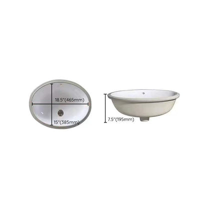 Stylish Undermount Oval Ceramic Sink with Pop-Up Drain