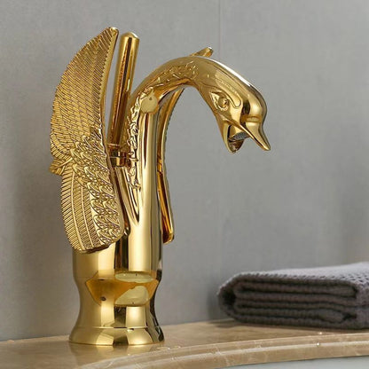 Luxury Brass Bathroom Faucet Single Handle Hot Cold Mixer