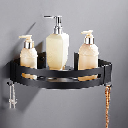 Sleek Black Bathroom Storage Set, 3 Piece Shelf
