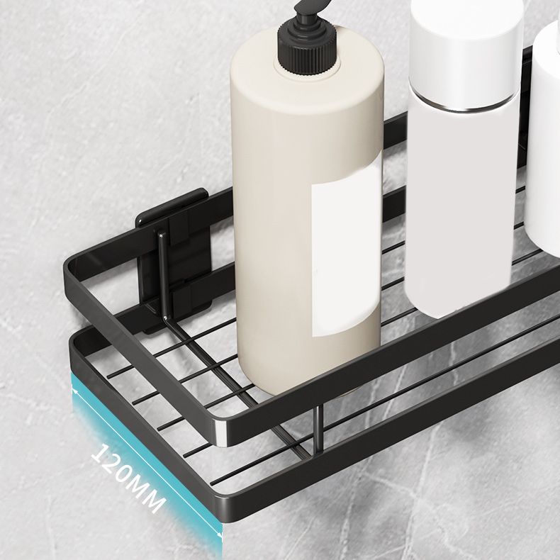 Modern 2-Tier Black Metal Bathroom Shelf Set