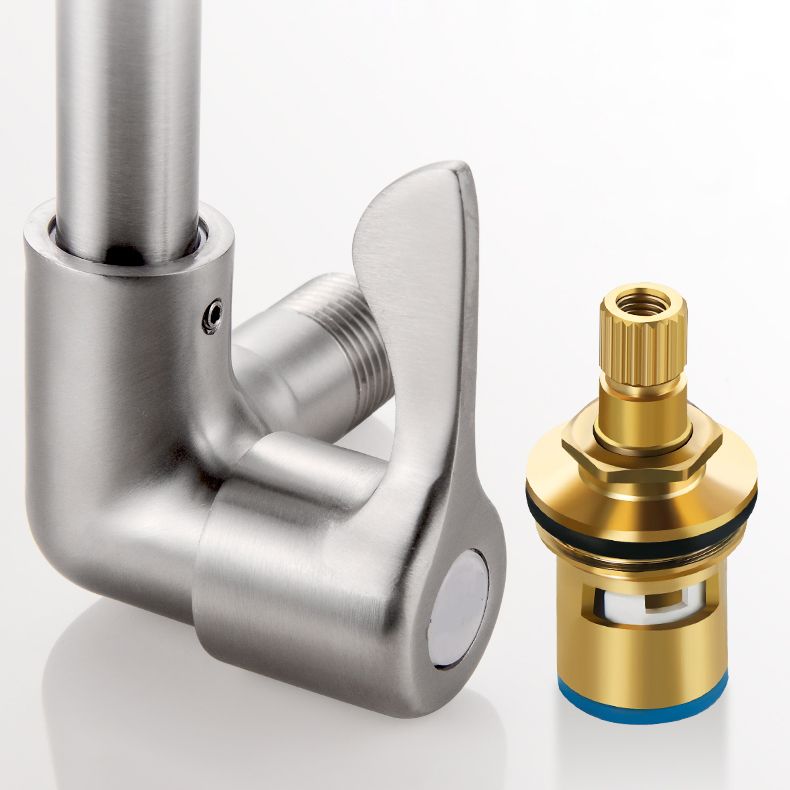 Contemporary Wall Mount Kitchen Faucet Stainless Steel Handle
