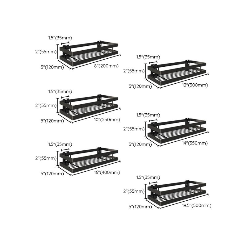 Modern 2-Tier Black Metal Bathroom Shelf Set