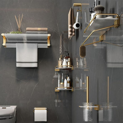 Luxury Gold Bathroom Shelf Towel Holder Accessory Set