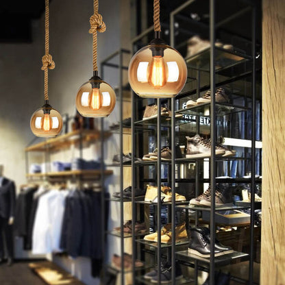 Vintage Natural Glass Pendant Light Fixture