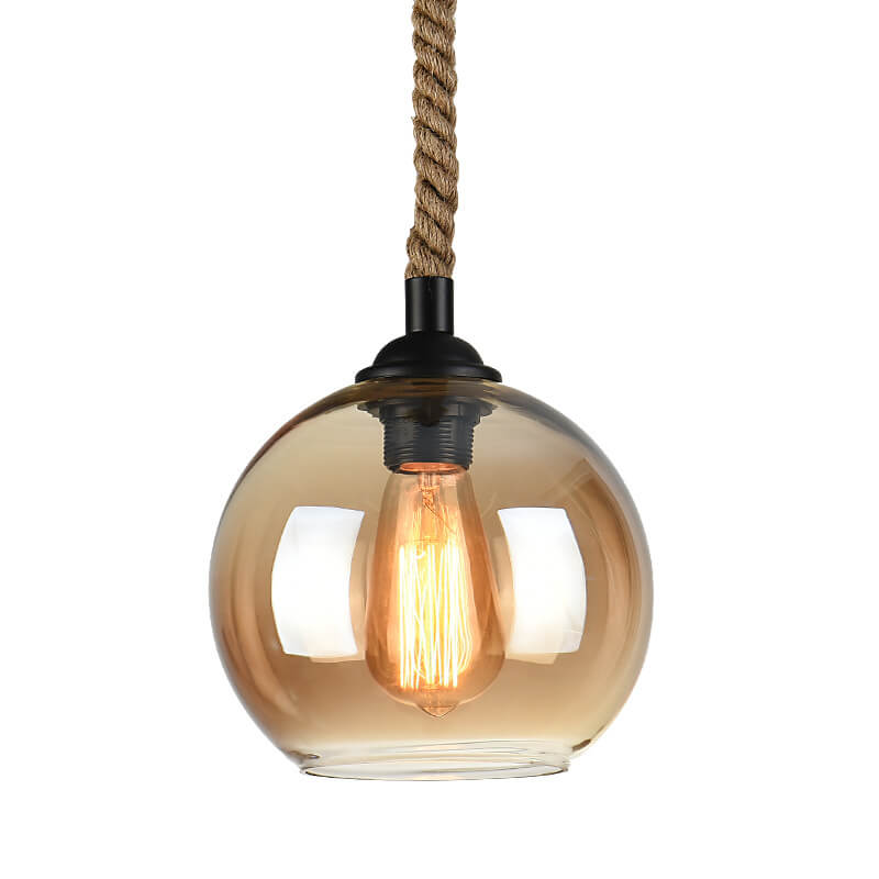 Vintage Natural Glass Pendant Light Fixture