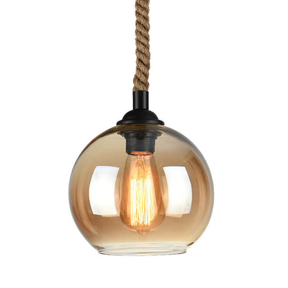 Vintage Natural Glass Pendant Light Fixture