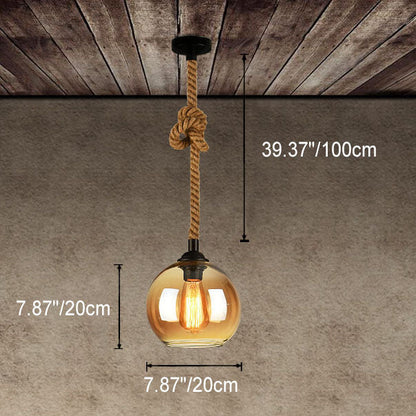 Vintage Natural Glass Pendant Light Fixture