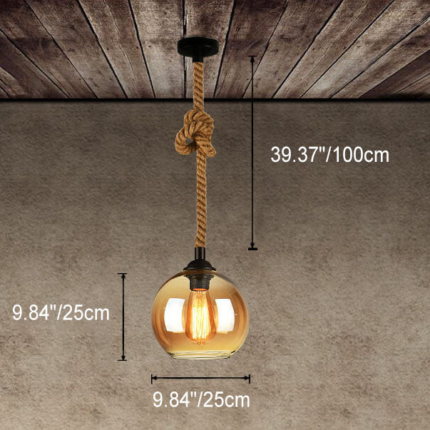 Vintage Natural Glass Pendant Light Fixture
