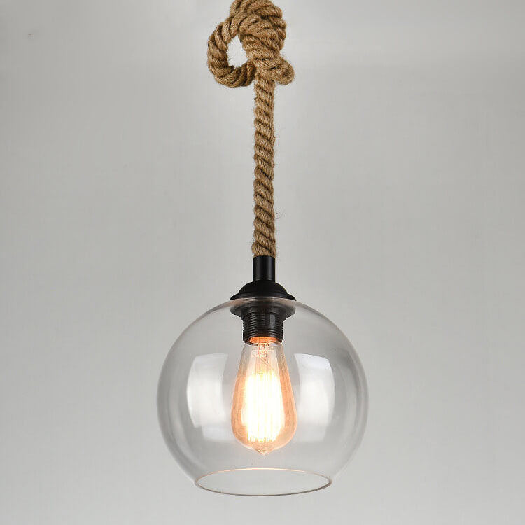 Vintage Natural Glass Pendant Light Fixture