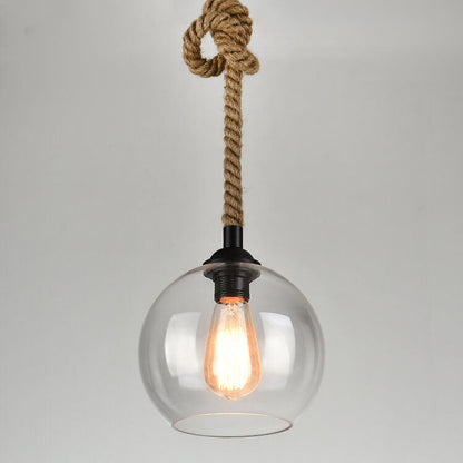 Vintage Natural Glass Pendant Light Fixture