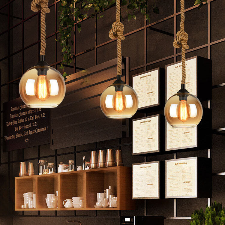 Vintage Natural Glass Pendant Light Fixture