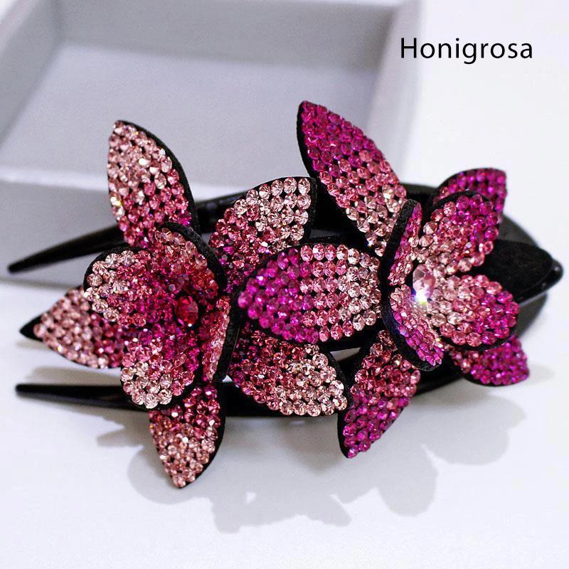 Sparkly Floral Double Hair Barrette