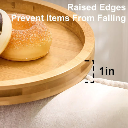 Rustic Wood Side Table for Sofa Armrest