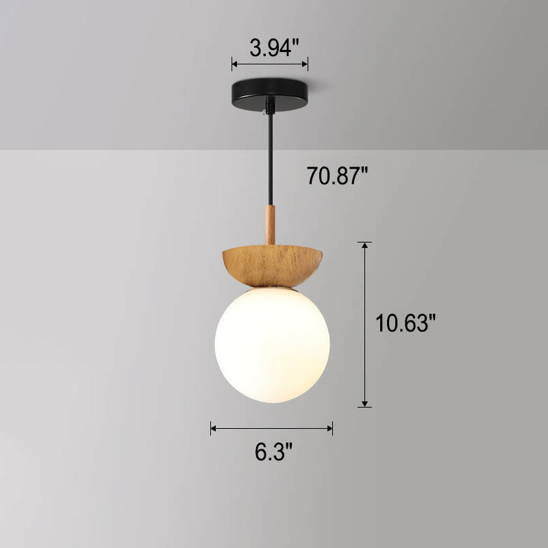 Rustic Wooden Pendant Globe Ceiling Lamp