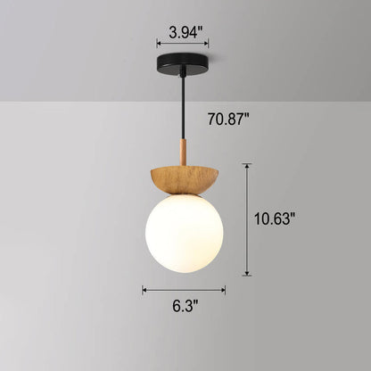 Rustic Wooden Pendant Globe Ceiling Lamp