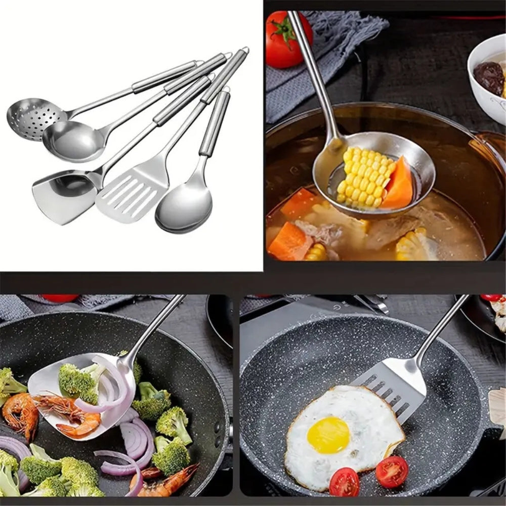 Essential Kitchen Tool Set 5 Piece Stainless Steel Utensils