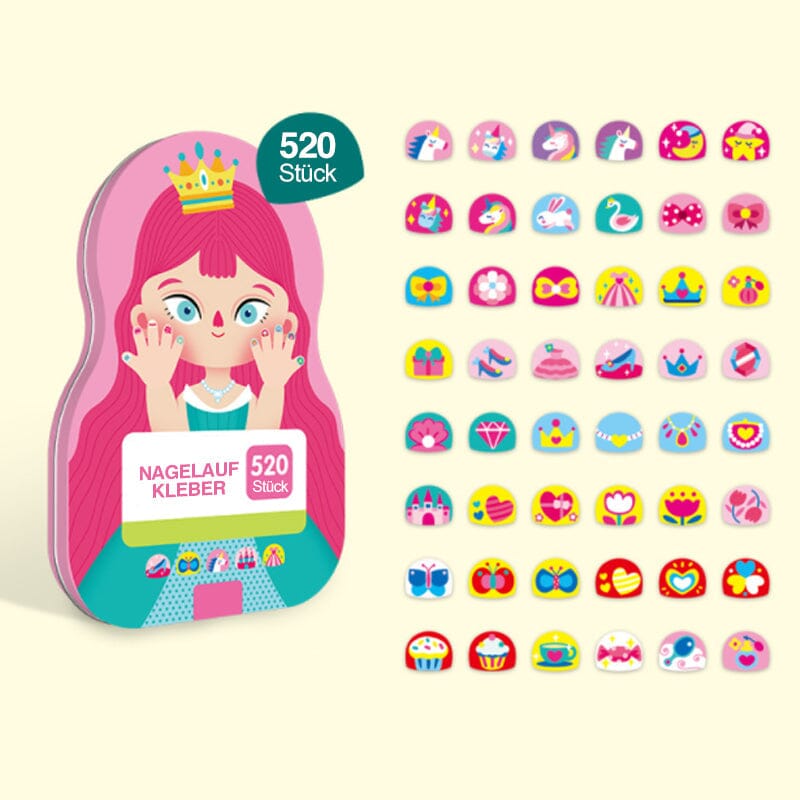 Fun Kids Nail Art Sticker Set (520 Pieces)